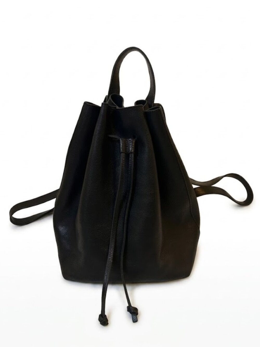 Madewell Somerset Backpack True Black Leather Drawstring EUC